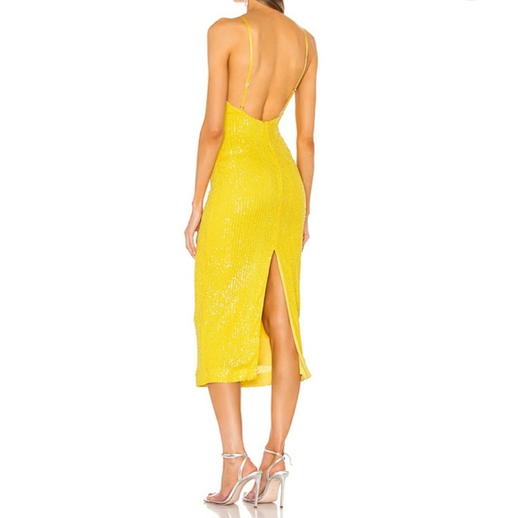 SOLD!!!!! NBD Athena sequin dress yellow sequins - Picture 3 of 6